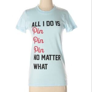 American Apparel Pinterest Light Blue Short Sleeve Graphic Shirt Medium